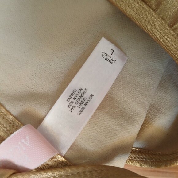 Victoria's Secret Vintage Y2K Gold Lame' Triangle String Bikini SzL - Picture 5 of 7